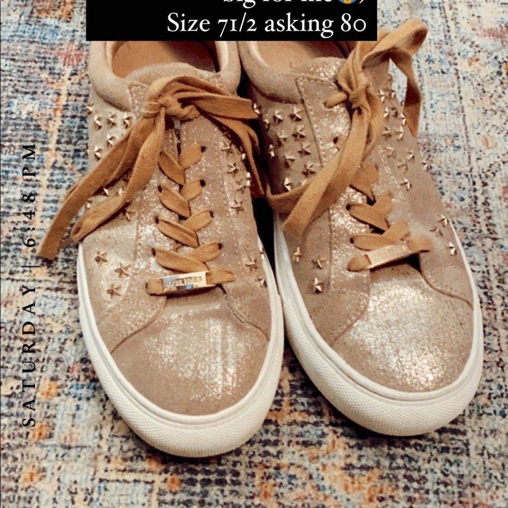 Gold shimmer Jslide sneakers! Maybe worn twice! Too big for me!